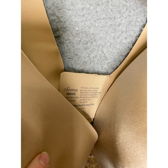 Soma womens Full coverage nude lace bra bow adjustable full support 38DDD - Picture 4 of 8